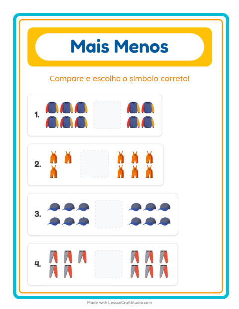 Pré-visualização da ficha de Mais Ou Menos com Roupas para Educação infantil (creche, 3-5 anos)