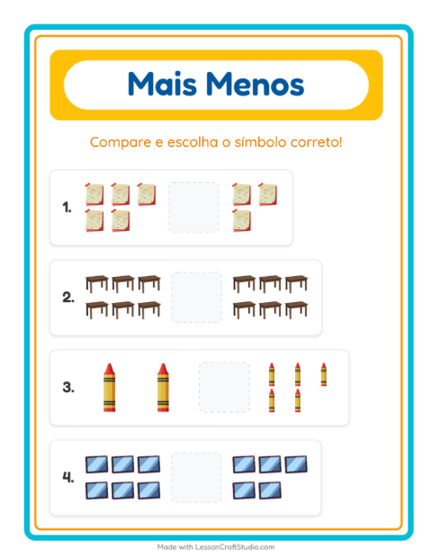 Pré-visualização da ficha de Mais Ou Menos com Sala de aula para Educação infantil (creche, 3-5 anos)