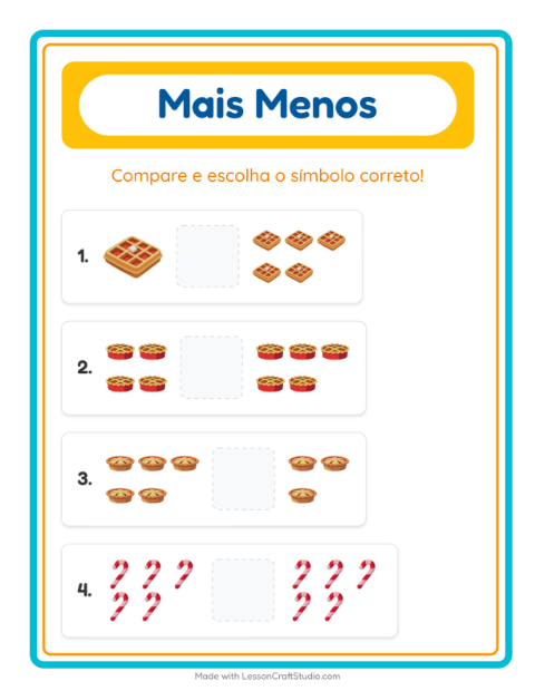 Pré-visualização da ficha de Mais Ou Menos com Sobremesas e doces para Educação infantil (creche, 3-5 anos)