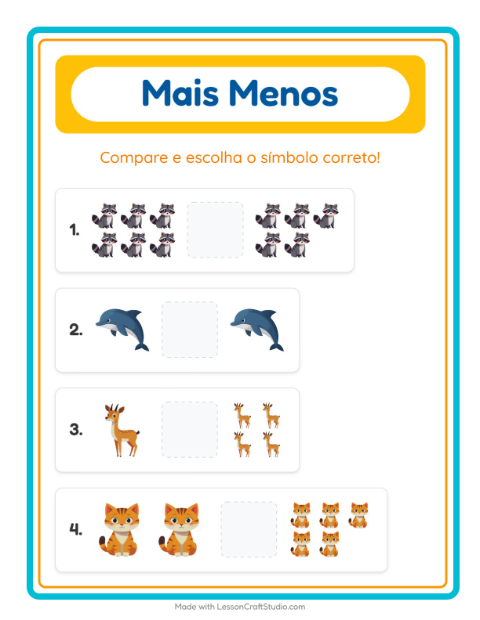 Pré-visualização da ficha de Mais Ou Menos para Educação infantil (creche, 3-5 anos)