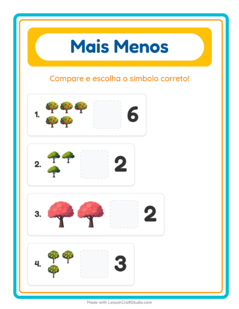 Pré-visualização da ficha de Mais Ou Menos com Árvores para Educação infantil (creche, 3-5 anos)