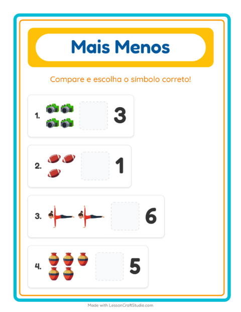 Pré-visualização da ficha de Mais Ou Menos com Atividades para Educação infantil (creche, 3-5 anos)