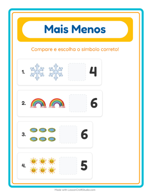 Pré-visualização da ficha de Mais Ou Menos com Clima para Educação infantil (creche, 3-5 anos)
