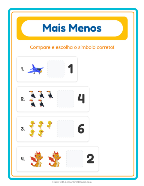 Pré-visualização da ficha de Mais Ou Menos com Coisas que voam para Educação infantil (creche, 3-5 anos)