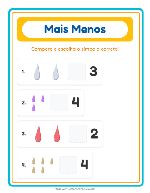 Pré-visualização da ficha de Mais Ou Menos com Cores para Educação infantil (creche, 3-5 anos)