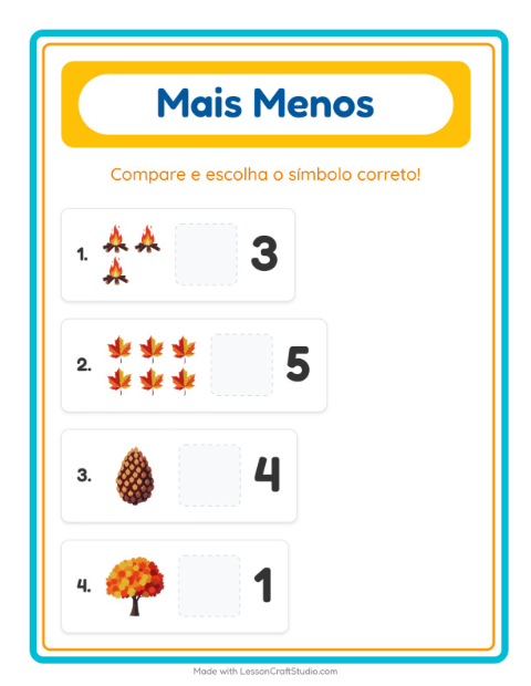 Pré-visualização da ficha de Mais Ou Menos com Diversos para Educação infantil (creche, 3-5 anos)