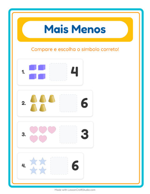 Pré-visualização da ficha de Mais Ou Menos com Formas para Educação infantil (creche, 3-5 anos)