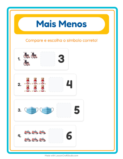 Pré-visualização da ficha de Mais Ou Menos com Hospital para Educação infantil (creche, 3-5 anos)