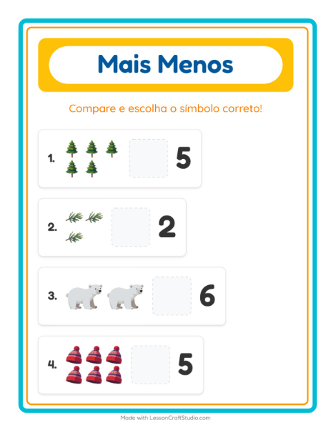 Pré-visualização da ficha de Mais Ou Menos com Inverno para Educação infantil (creche, 3-5 anos)