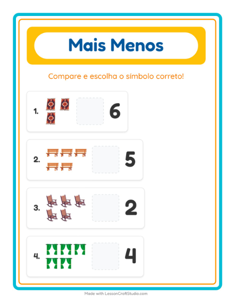 Pré-visualização da ficha de Mais Ou Menos com Móveis para Educação infantil (creche, 3-5 anos)