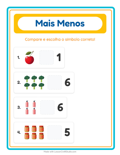 Pré-visualização da ficha de Mais Ou Menos com No supermercado para Educação infantil (creche, 3-5 anos)