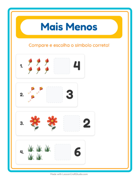Pré-visualização da ficha de Mais Ou Menos com Primavera para Educação infantil (creche, 3-5 anos)