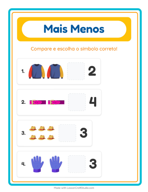 Pré-visualização da ficha de Mais Ou Menos com Roupas para Educação infantil (creche, 3-5 anos)