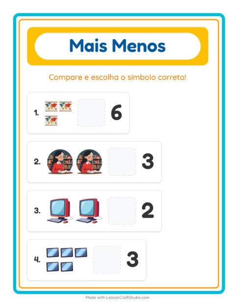 Pré-visualização da ficha de Mais Ou Menos com Sala de aula para Educação infantil (creche, 3-5 anos)