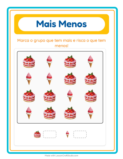 Pré-visualização da ficha de Mais Ou Menos com 4 de Julho para Educação infantil (creche, 3-5 anos)