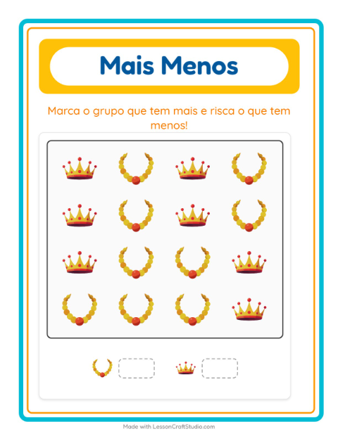 Pré-visualização da ficha de Mais Ou Menos com Acessórios para Educação infantil (creche, 3-5 anos)