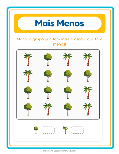 Pré-visualização da ficha de Mais Ou Menos com Árvores para Educação infantil (creche, 3-5 anos)