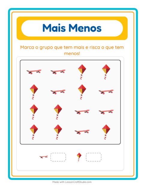 Pré-visualização da ficha de Mais Ou Menos com Brinquedos para Educação infantil (creche, 3-5 anos)