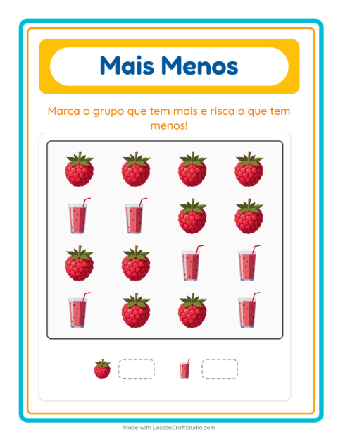 Pré-visualização da ficha de Mais Ou Menos com Café da manhã para Educação infantil (creche, 3-5 anos)