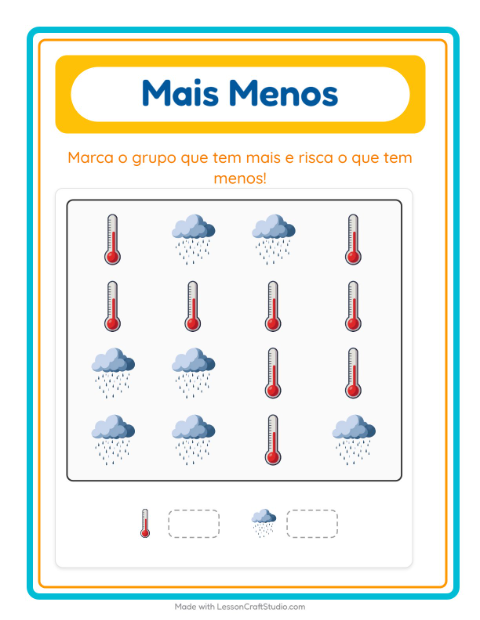 Pré-visualização da ficha de Mais Ou Menos com Clima para Educação infantil (creche, 3-5 anos)