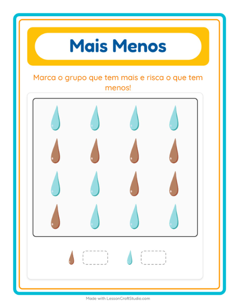 Pré-visualização da ficha de Mais Ou Menos com Cores para Educação infantil (creche, 3-5 anos)