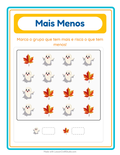 Pré-visualização da ficha de Mais Ou Menos com Diversos para Educação infantil (creche, 3-5 anos)