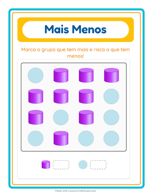 Pré-visualização da ficha de Mais Ou Menos com Formas para Educação infantil (creche, 3-5 anos)