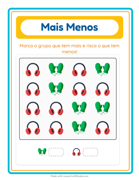 Pré-visualização da ficha de Mais Ou Menos com Inverno para Educação infantil (creche, 3-5 anos)