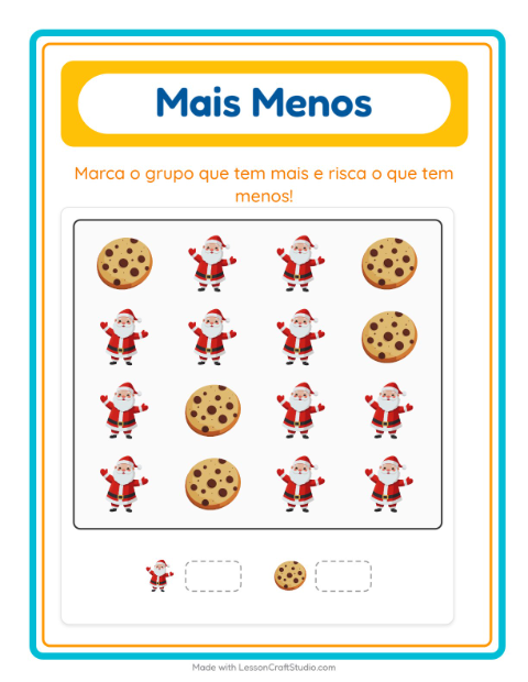 Pré-visualização da ficha de Mais Ou Menos com Natal para Educação infantil (creche, 3-5 anos)