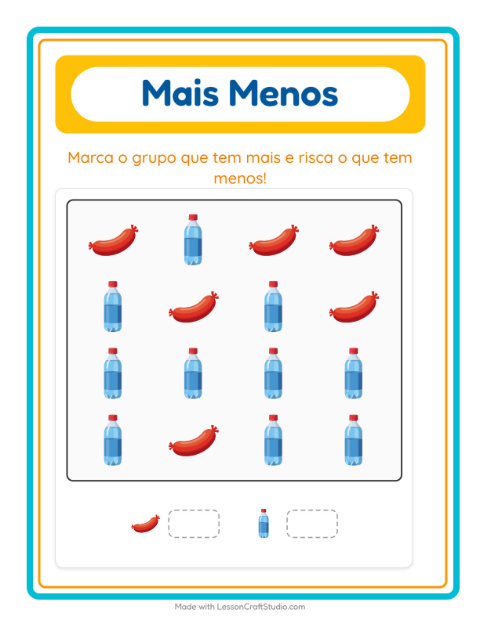 Pré-visualização da ficha de Mais Ou Menos com No supermercado para Educação infantil (creche, 3-5 anos)