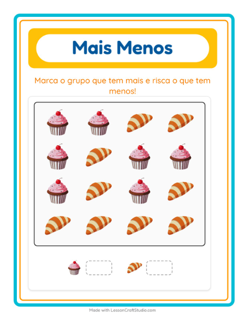 Pré-visualização da ficha de Mais Ou Menos com Padaria para Educação infantil (creche, 3-5 anos)