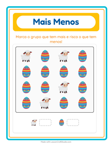 Pré-visualização da ficha de Mais Ou Menos com Páscoa para Educação infantil (creche, 3-5 anos)