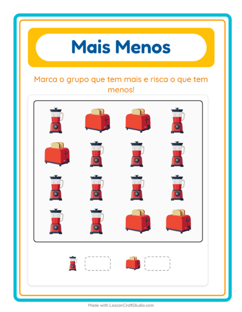 Pré-visualização da ficha de Mais Ou Menos com Pela casa para Educação infantil (creche, 3-5 anos)