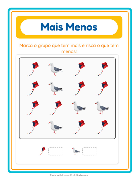 Pré-visualização da ficha de Mais Ou Menos com Praia para Educação infantil (creche, 3-5 anos)