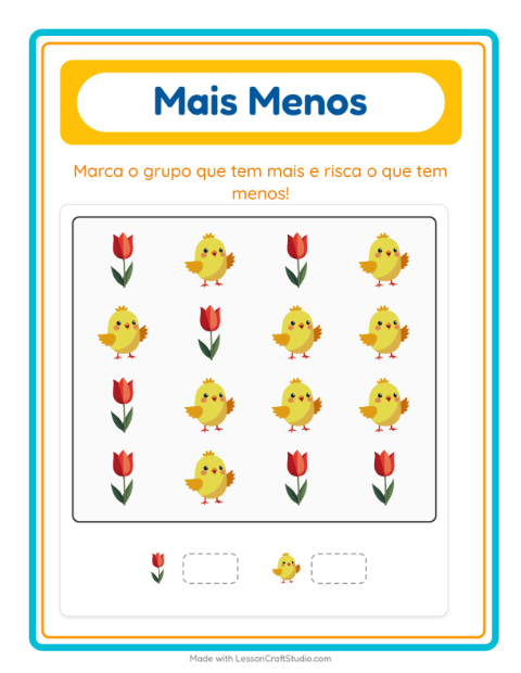 Pré-visualização da ficha de Mais Ou Menos com Primavera para Educação infantil (creche, 3-5 anos)