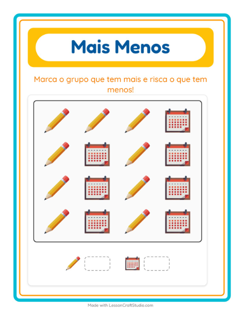 Pré-visualização da ficha de Mais Ou Menos com Sala de aula para Educação infantil (creche, 3-5 anos)