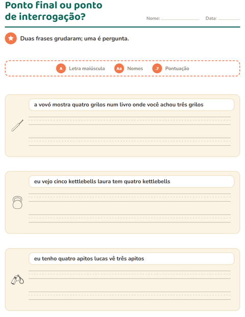 Pré-visualização da ficha de Maiúscula e pontuação com Esportes PB para 2º ano do ensino fundamental