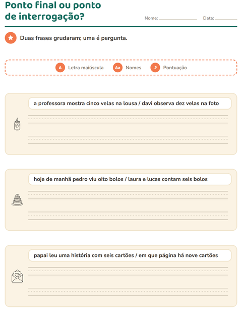 Pré-visualização da ficha de Maiúscula e pontuação com Dia dos Namorados PB para 2º ano do ensino fundamental