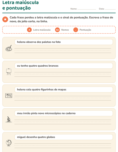 Pré-visualização da ficha de Maiúscula e pontuação com Sala de aula 2 (P&B) para 2º ano do ensino fundamental