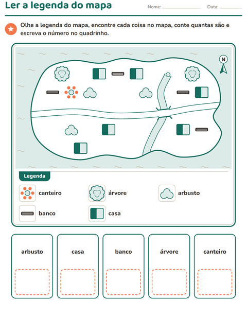 Pré-visualização da ficha de Mapas e orientação para 1º ano do ensino fundamental
