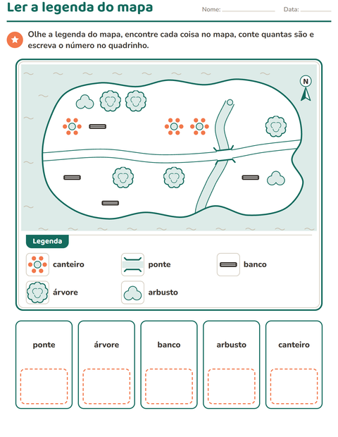 Pré-visualização da ficha de Mapas e orientação para 1º ano do ensino fundamental