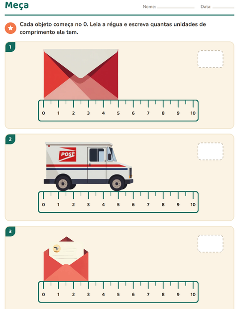 Pré-visualização da ficha de Medidas com Correios para 2º ano do ensino fundamental