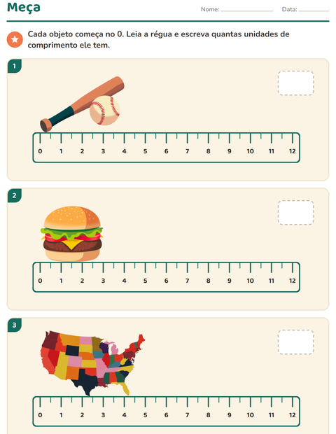 Pré-visualização da ficha de Medidas com 4 de Julho para 2º ano do ensino fundamental