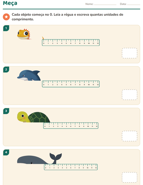 Pré-visualização da ficha de Medidas com Animais para 2º ano do ensino fundamental