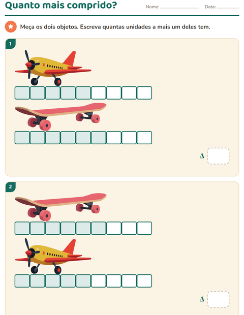 Pré-visualização da ficha de Medidas com Brinquedos para 2º ano do ensino fundamental