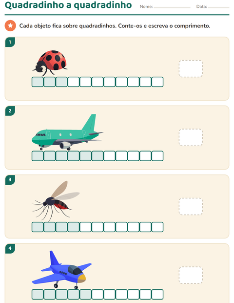 Pré-visualização da ficha de Medidas com Coisas que voam para 1º ano do ensino fundamental