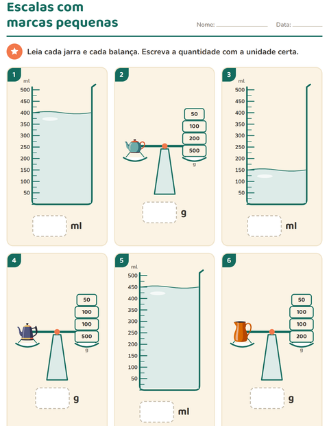 Pré-visualização da ficha de Medidas com Utensílios de cozinha para 2º ano do ensino fundamental