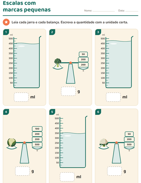 Pré-visualização da ficha de Medidas com Vegetais para 2º ano do ensino fundamental