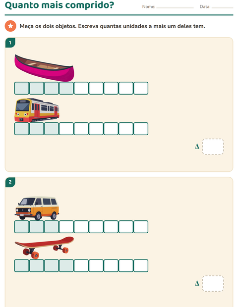 Pré-visualização da ficha de Medidas com Veículos para 2º ano do ensino fundamental