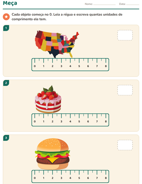 Pré-visualização da ficha de Medidas com 4 de Julho para 2º ano do ensino fundamental